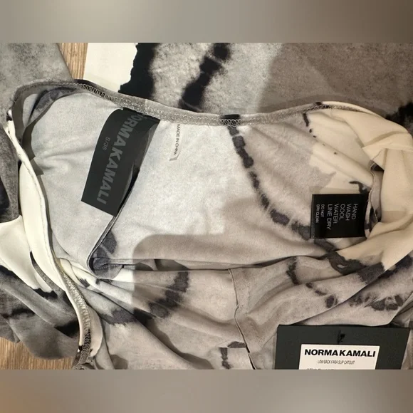 NWT Norma Kamali Fara slip Catsuit Gray tie dye Jumpsuit - Picture 5 of 5